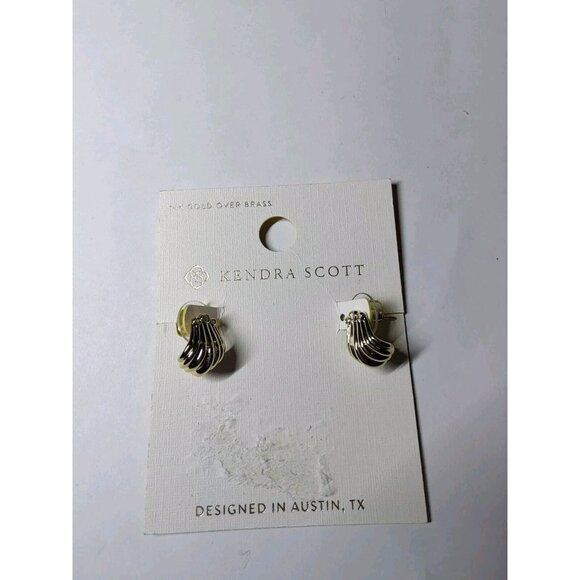 Kendra Scott Isla Huggie 14K-Gold Over Brass Rhinestone Stud Earrings NWT - Picture 3 of 6